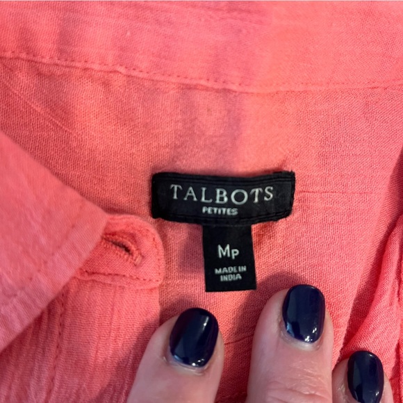 NWOT Women's Coral Button Down Shirt size medium petite 100% cotton - Picture 4 of 8